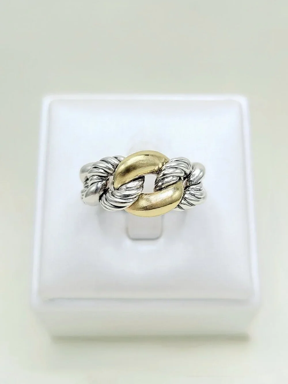 David Yurman Belmont Curb Ring w/ 18K Yellow Gold - 12mm - Size 7 - RARE